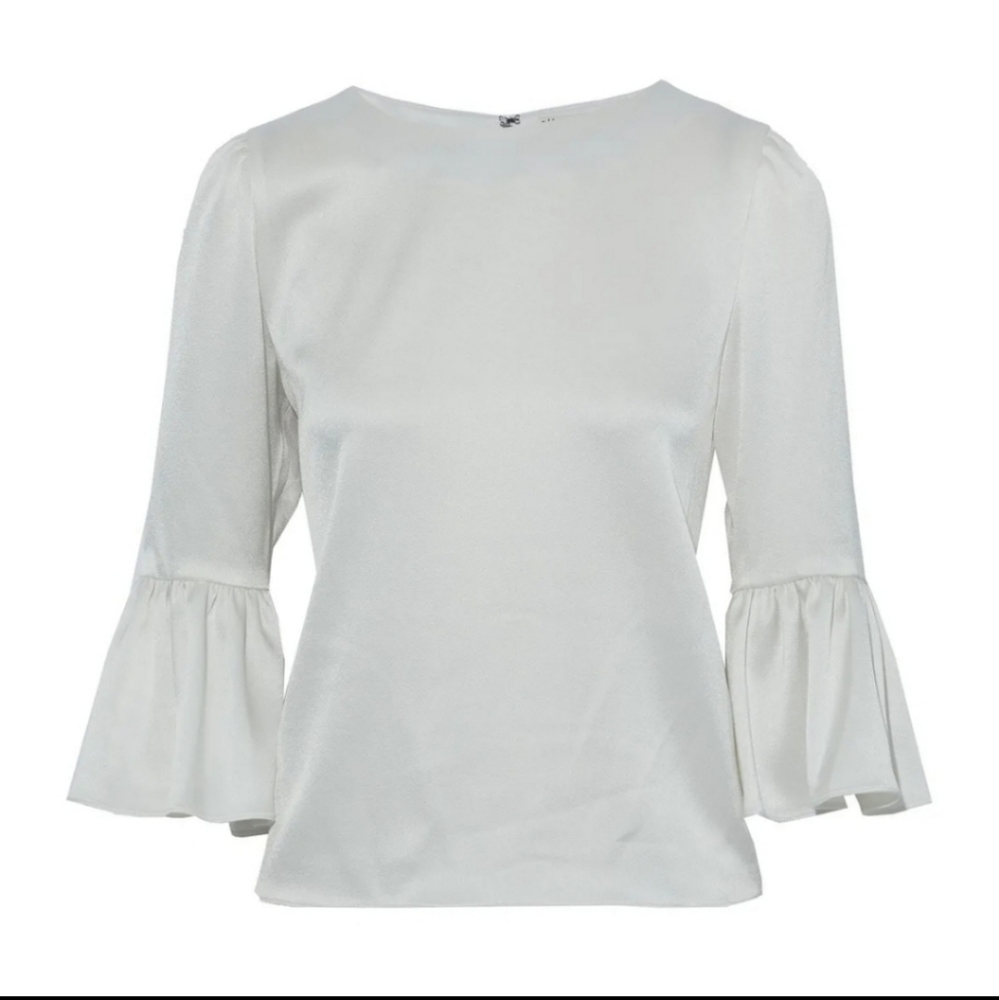 New Alice + Olivia Bell Sleeve Blouse White
